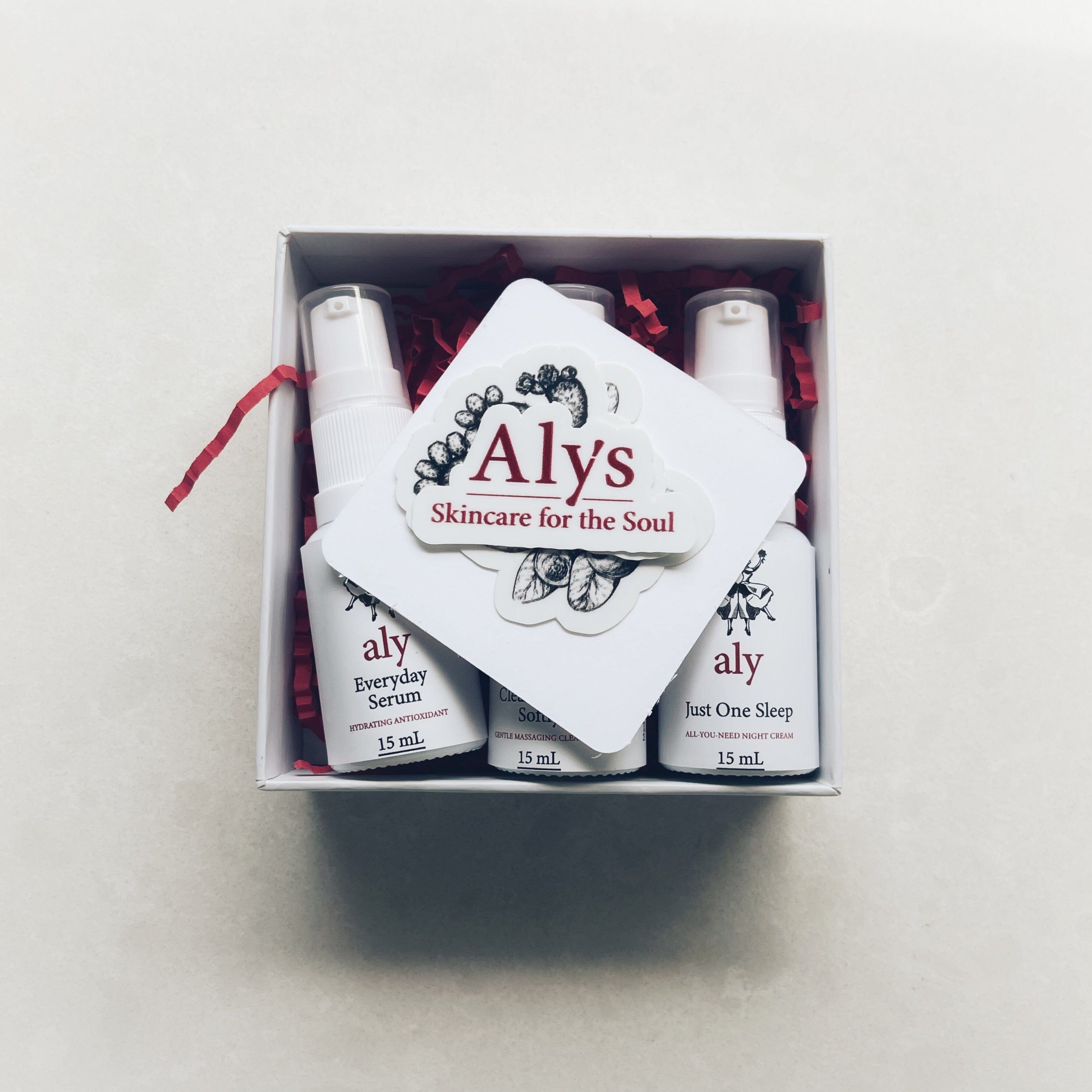 ALY'S STARTER KIT | EVERYDAY SERUM 15 mL + CLEANING ME SOFTLY 15 mL + JUST ONE SLEEP 15 mL CLEANSER LOVE ALY'S